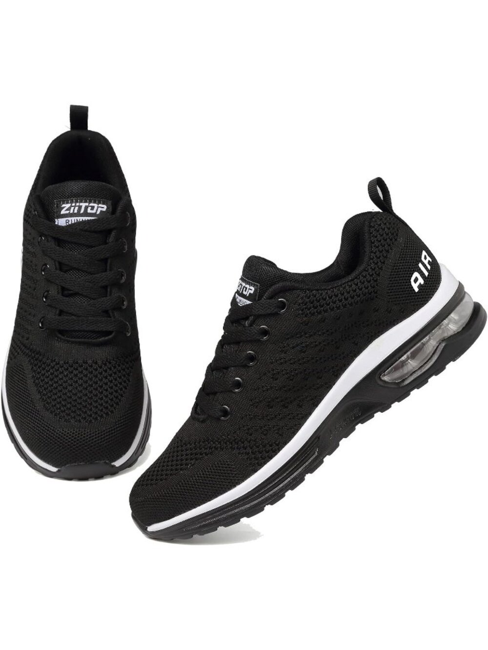Women's Black Lightweight Breathable Mesh Air Cushion Walking Running Shoes